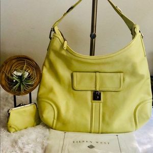 Eileen West Large Leather Hobo in Lime USED